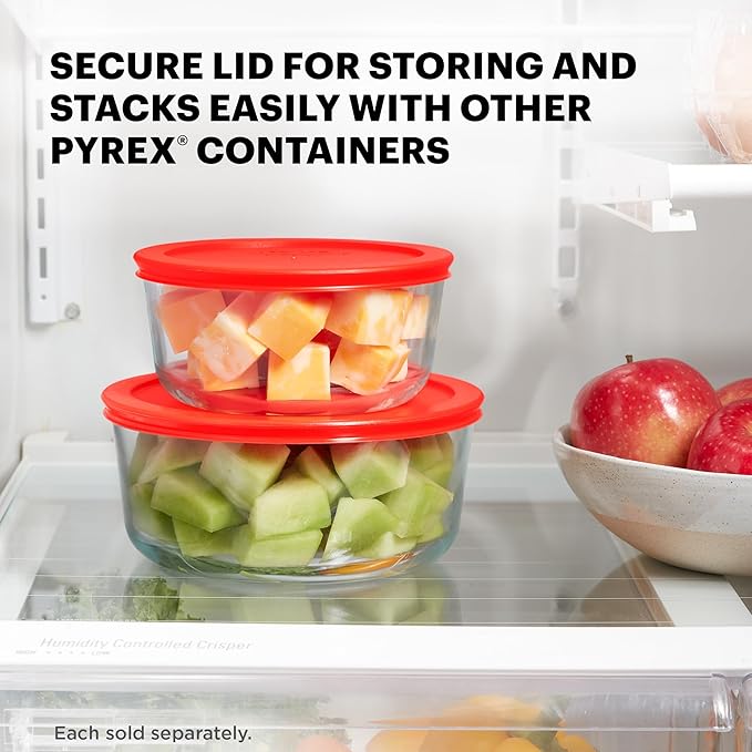 Pyrex Simply Store Glass Food Storage Container, Snug Fit Non-Toxic Plastic BPA-Free Lids, Freezer Dishwasher Microwave Safe, 4 Cup - Image 5