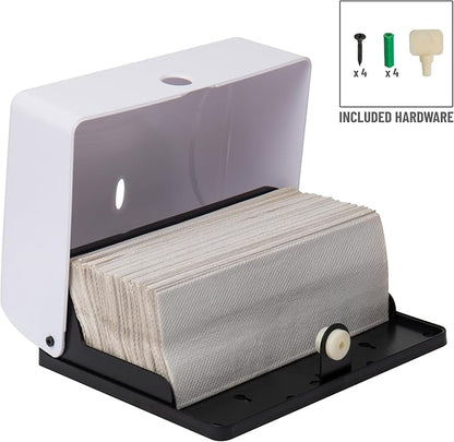 Mind Reader Paper Towel Dispenser, Tri-Fold Towel Holder, Restroom, Wall Mount, Bathroom, White - Image 4