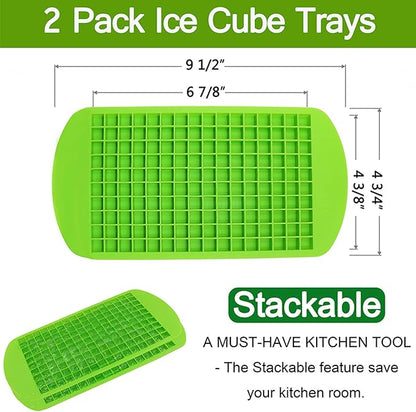 Silicone Mini Ice Cube Trays 2 Pack, 160 Small Ice Cube Molds Easy Release Crushed Ice Cube for Chilling Whiskey Cocktail, BPA Free Flexible Stackable and Durable Soft Mold Storage Containers (Green) - Image 6