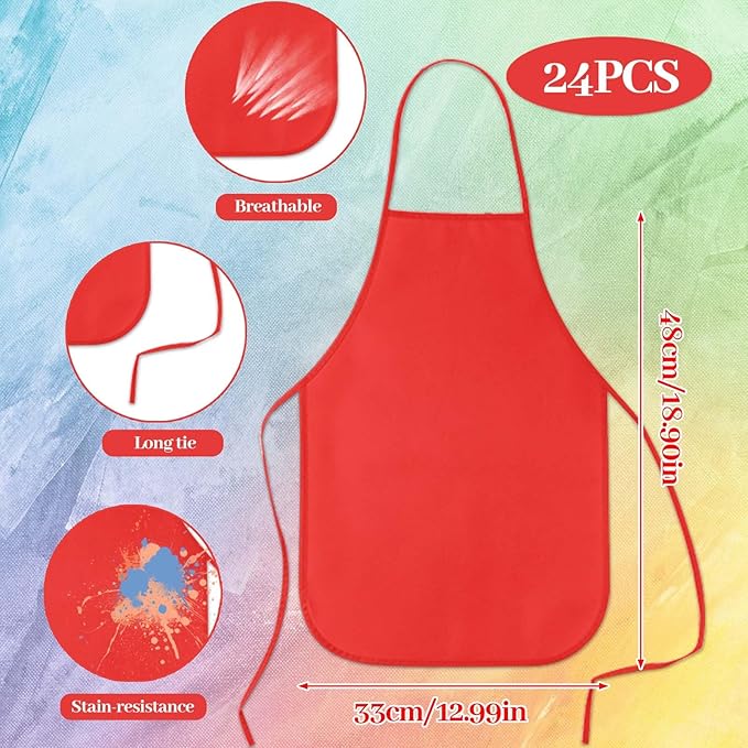 KUUQA 16/24/30/36/40Pcs Kids Apron Painting Aprons for Kids, Kids Paint Apron Art Smock for Classroom Painting Party Supplies