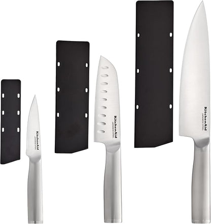 KitchenAid 3 Piece Forged Chef Knife Set High Carbon Japanese Steel, Includes 8 Inch Chef Knife, 5 Inch Santoku Knife, and 3.5 Inch Paring Knife with Blade Covers - Image 2