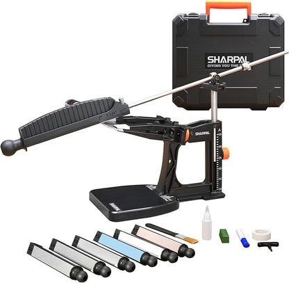 SHARPAL 202H Precision Knife Sharpening System–Adjustable Angle 10–35° Knife Sharpener Kit with 7 Abrasives (Diamond 220/325/600/1000, Whetstone 3000/6000, Leather Strop), Premium Fathers Day Gift by SHARPAL