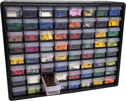 Akro-Mils 64-Drawer Plastic Drawer Storage Cabinet for Garage Organization, Bead Organizer, Building Bricks Storage, Teacher Toolbox, Makeup Organizer, 20" W x 6" D x 16" H, 10164 Black - Image 12