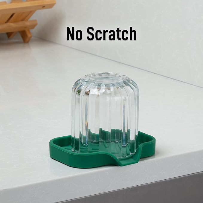 Zulay Kitchen Small Silicone Sponge Holder (4.9x3.3”) – Space-Saving Sink Organizer Tray for Sponge, Soap, Brush & More – Compact Non-Slip Dish for Kitchen & Bathroom Countertops (Pine Green) - Image 7