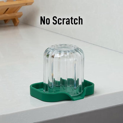 Zulay Kitchen Small Silicone Sponge Holder (4.9x3.3”) – Space-Saving Sink Organizer Tray for Sponge, Soap, Brush & More – Compact Non-Slip Dish for Kitchen & Bathroom Countertops (Pine Green) - Image 7