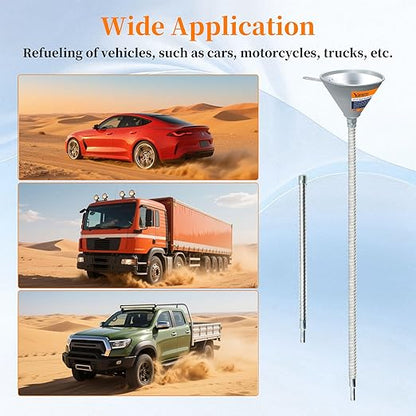 3Pcs 14.84" & 27.56" Steel Bendable Spout Funnel with Filter & Long/Short Hoses for All Automotive Oils, Flexible Long Funnels for Automotive Use for Transmission Fluid, Diesel Fuel, and Other Liquids - Image 6