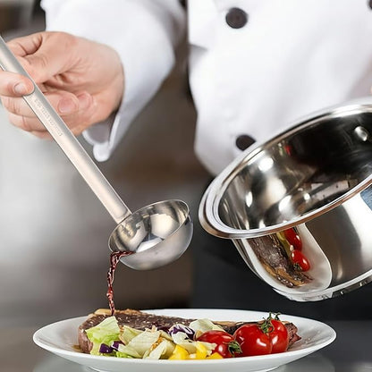 meekoo 1 Pieces Stainless Steel Ladle Soup Handle Ladle with Pouring Rim for Kitchen Cooking Soup Sauce (3 oz) - Image 2