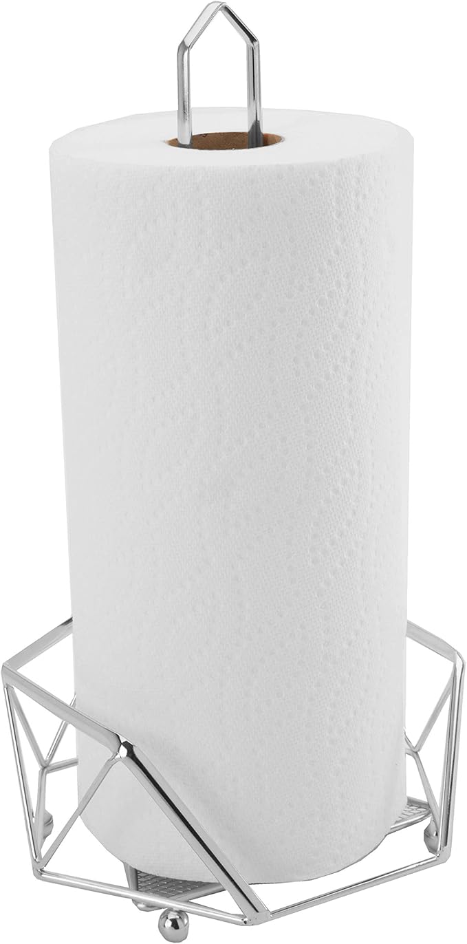 Kitchen Details Geode Paper Towel Holder | Countertop | Free Standing | Holds 1 Large Roll | Rust Resistant | Decorative | Chrome