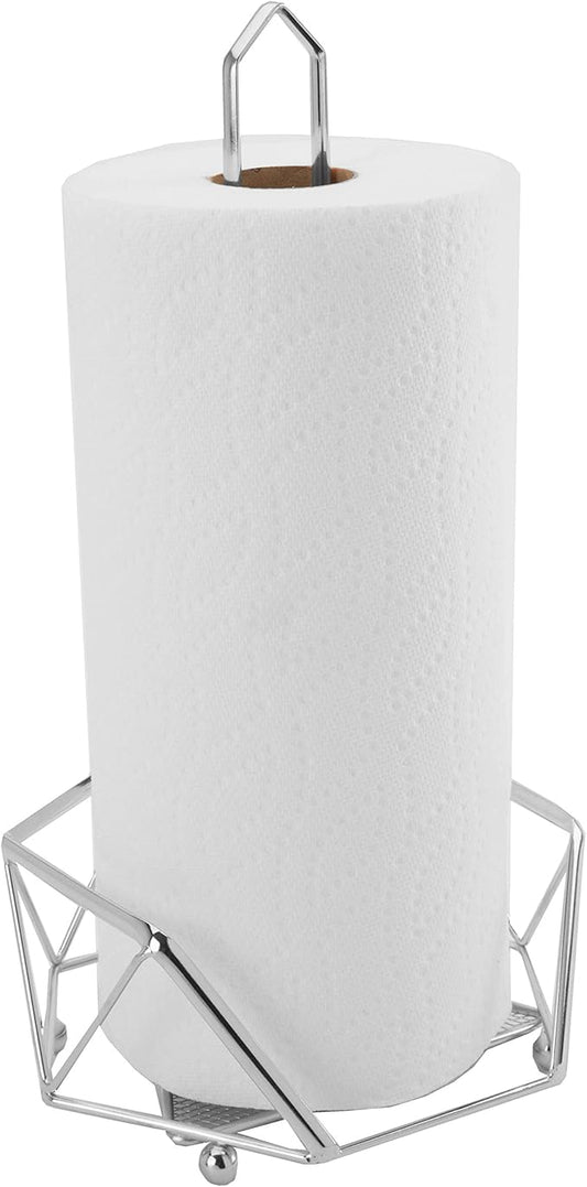 Kitchen Details Geode Paper Towel Holder | Countertop | Free Standing | Holds 1 Large Roll | Rust Resistant | Decorative | Chrome