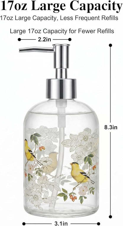 Topadorn 17oz Glass Soap Dispenser with Plastic Pump for Kitchen and Bathroom, Refillable Clear Bottle for Dish Soap & Hand Soap