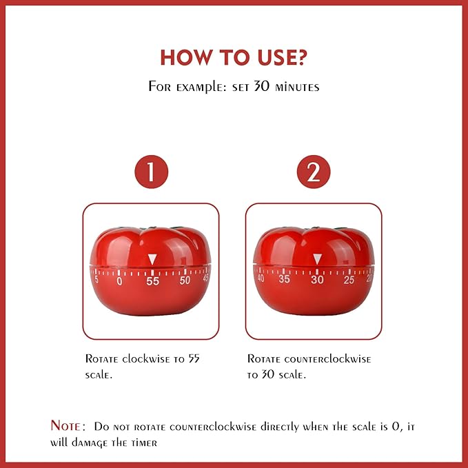 Jayron JR-WG017 Kitchen Cooking Timer Tomato Cartoon Mechanical Countdown Hour Meter for Cooking Homework Baking Learning Body-Building