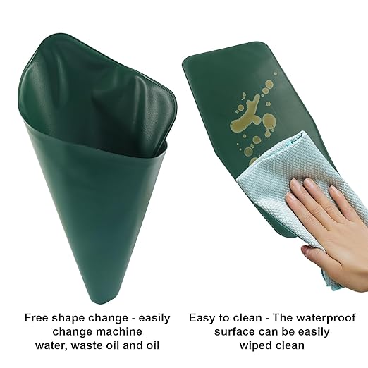 Flexible Foldable Oil Funnel, General Reusable Oil Change Draining and Filling Tool for Automotive Lawnmower Machine - Green