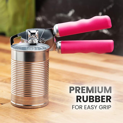 Zulay Kitchen Heavy Duty Stainless Steel Can Opener Manual with Bottle Opener - Rust Proof Manual Can Opener With Turn Knob & Comfy Soft Grip Handles - Dragonfruit - Image 8