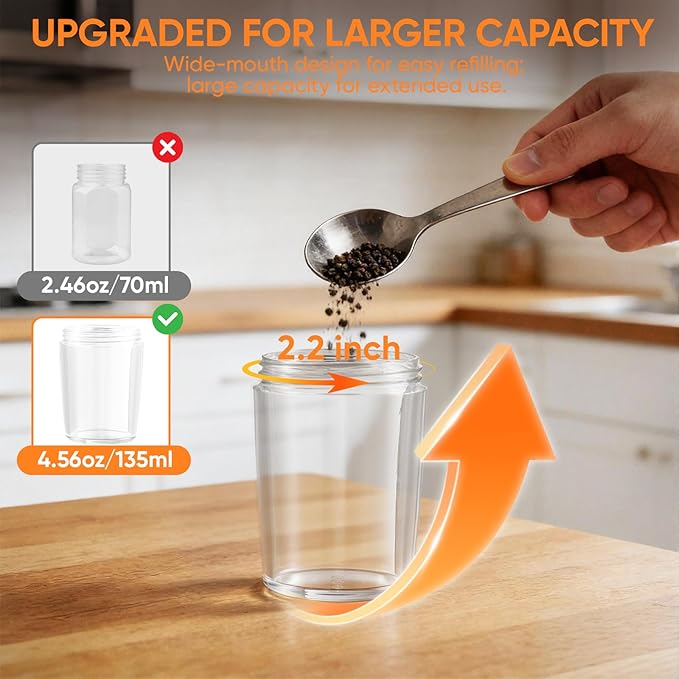 Gravity Electric Salt and Pepper Grinder Set Rechargeable with Charging Base, Automatic Shakers Pepper Mill, Large Capacity, 6-Level External Adjustable Coarseness, LED Light, Kitchen Gadgets