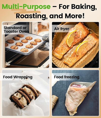 300 PCS Unbleached Parchment Paper Sheets for Baking 12x16 Inches, Non-Stick and Non-Toxic Pre-cut Parchment Sheets for Oven, Cooking, Grilling, Air Fryer & Steaming - Fit for Half Sheet Pans, White