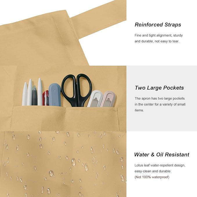 15 Pcs Adult Aprons Bulk with Pockets Adjustable Bib Chef Apron for Women Men Painting Cooking Crafting (S/L) - Image 2
