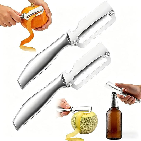 2-in-1 Multifunctional Vegetable Peeler for Kitchen, Heavy Duty Stainless Steel Blade with Wide Arc-Shaped Edge, Premium Fruit and Vegetable Peeler for Butternut Squash Pumpkin Pineapple Sugarcane by Unknown
