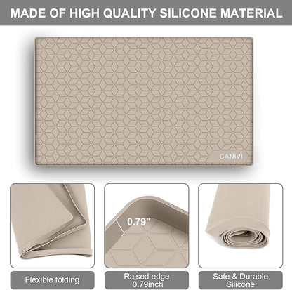 Under Sink Mat, 31" x 22" Waterproof Silicone Under Sink Tray for Kitchen & Laundry Cabinets, Kitchen Cabinet Shelf Protector, Up to 3.2 Gallons Liquid, Fits 36 inch Standard Cabinet(Apricot)