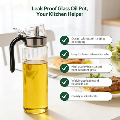 hotder Oil Bottles, Olive Oil Dispenser, Oil Dispenser Bottles, Oil Dispenser, Oil Dispenser Bottle for Kitchen, Glass Oil Bottle 500ml, Easy Refill & Cleaning Non-Drip Spout(500ml 2pcs) - Image 7