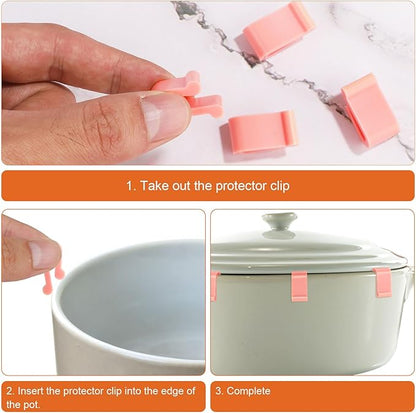 12pcs Dutch Oven Lid Protector Clips, Cookware Protectors Dutch Oven Pot Clips Silicone Replacement Pan Flexible Bumpers Lifter Accessories for Display Storage Stacking of Dutch Oven (Pink)