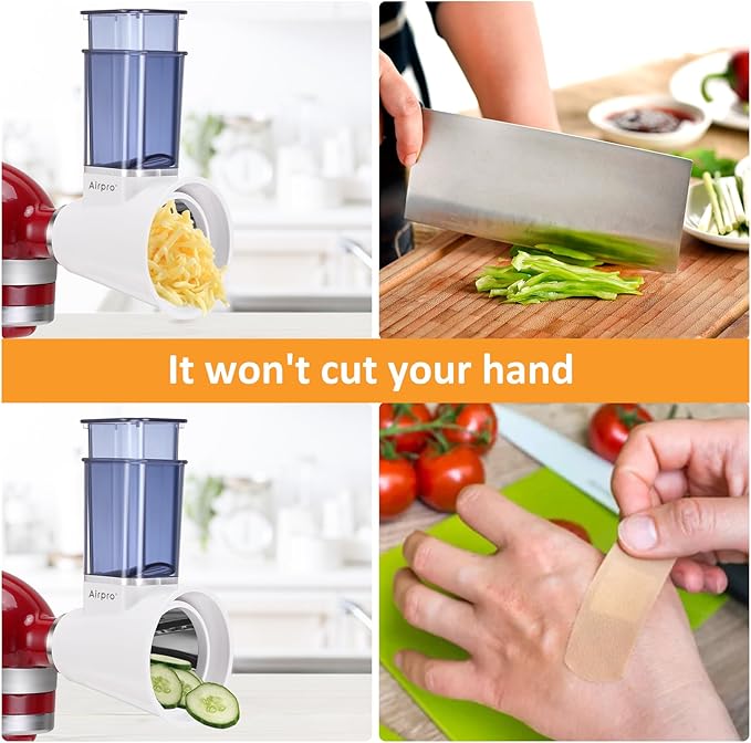 Slicer Shredder Attachment for Kitchenaid Stand Mixer, Salad Machine with Vegetable Slicer, Salad Maker, Food Slicers Cheese Grater Attachments for Kitchenaid Mixer Dishwasher Safe By Airpro,Blue - Image 4
