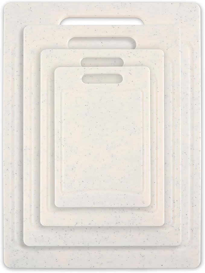 COOK WITH COLOR Non-Slip Cutting Board Set – Kitchen Essentials with Easy Grip Handle for Meat, Veggies, and Fruits, 4 Cutting Boards, White - Image 7
