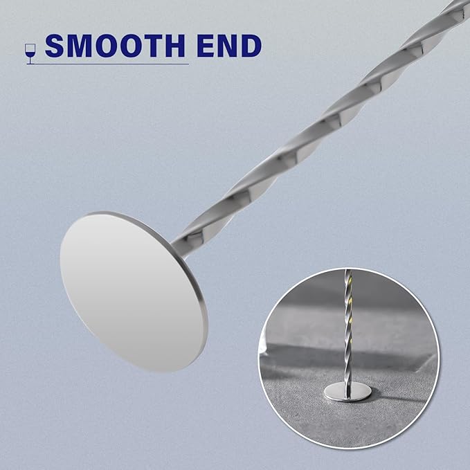 BRIOUT 2 Pcs Bar Spoon, 12 Inches Long Handle Drink Stirrer, Stainless Steel Bar Cocktail Mixing Spoons with Round Base for Stirring, Silver - Image 5