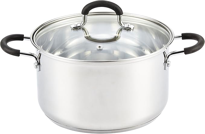 Cook N Home Stockpot Sauce Pot Casserole Pan Saucier Induction Pot With Lid Professional Stainless Steel 5 Quart, Dishwasher Safe With Stay-Cool Handles, Silver by CookNHome