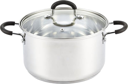 Cook N Home Stockpot Sauce Pot Casserole Pan Saucier Induction Pot With Lid Professional Stainless Steel 5 Quart, Dishwasher Safe With Stay-Cool Handles, Silver by CookNHome