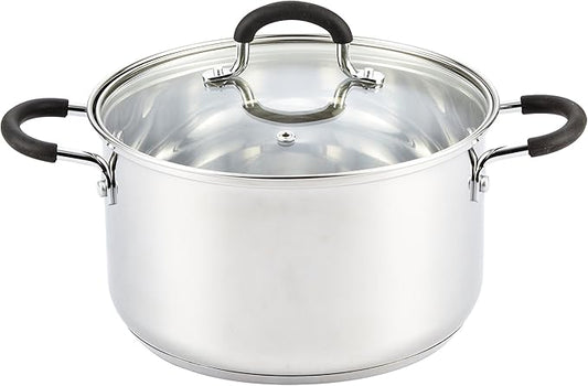 Cook N Home Stockpot Sauce Pot Casserole Pan Saucier Induction Pot With Lid Professional Stainless Steel 5 Quart, Dishwasher Safe With Stay-Cool Handles, Silver by CookNHome