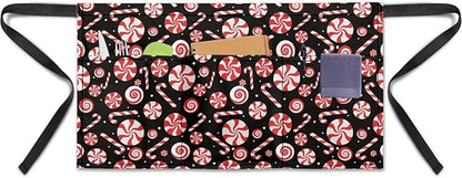 Server Apron with 3 Pockets, Waterproof Oil Waitress Waiter Half Apron for Restaurant Hotel Kitchen Cafe