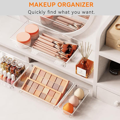 Criusia 36 Pack Large Clear Plastic Drawer Organizer Bins - 6 Size Acrylic Kitchen Drawer Organization and Storage for Utensils Gadgets, Office Bathroom and Vanity Organizer for Makeup Accessoires - Image 6