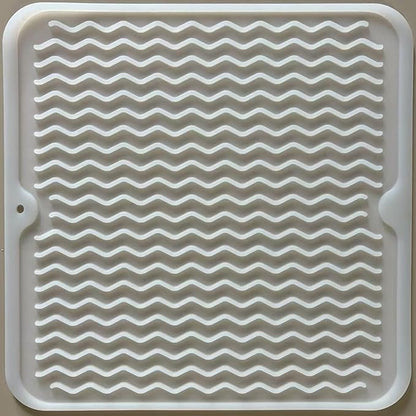 Silicone Dish Drying Mat for Multiple Usage, Easy clean, Eco-friendly, Heat-resistant Dish Drainer Mat for Kitchen Counter,Sink,Refrigerator or Drawer liner (12" x 12", Translucent) by MODENGKONGJIAN