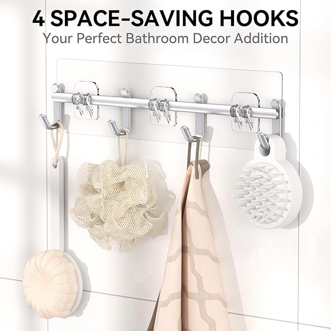 YASONIC Shower Caddy, Large Capacity Bath Organizer with Soap Holder and 12 Hooks, 6 Pack Rustproof Bathroom Shelves for Inside Shower, No Drilling&Sleek Bathroom Organizers and Storage Silver - Image 6