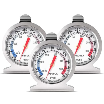 Oven Thermometer 50-300°C/100-600°F, Oven Grill Fry Chef Smoker Thermometer Instant Read Stainless Steel Thermometer Kitchen Cooking Thermometer (3Pack) by PECULA