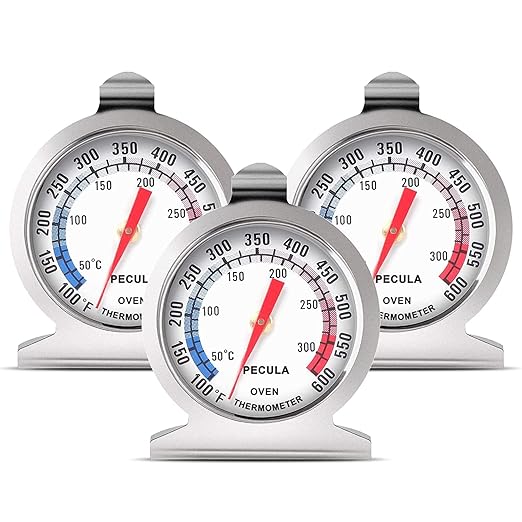 Oven Thermometer 50-300°C/100-600°F, Oven Grill Fry Chef Smoker Thermometer Instant Read Stainless Steel Thermometer Kitchen Cooking Thermometer (3Pack) by PECULA