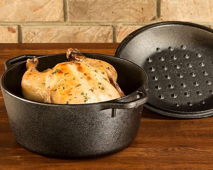 Lodge Cast Iron Dutch Oven - Loop Handle Cooking Vessel - Even Heat Retention - Oven-Safe, Versatile Pot - 5 Quart - Image 5