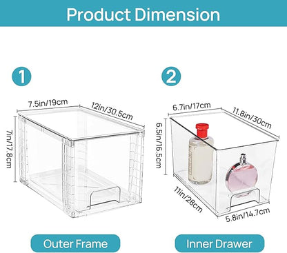 Vtopmart 6 Pack Large Stackable Storage Drawers,Easily Assemble Acrylic Bathroom Closet Undersink Organizers and Storage,Plastic Bins for Kitchen Cabinets,Pantry,Makeup,Medicine Organization - Image 2