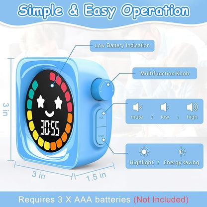 Visual Timer for Kids, 99 Minute Digital Cute Kids Visual Timer Classroom for Homeschool Supplies Study Teaching Time Management Tool Countdown & Stopwatch, 2 Pack Blue with Colorful Display