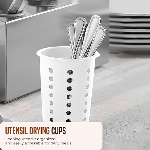 OCS Parts Perforated Utensil Drying Cups | White | Set of 3 | Plastic Flatware Holder Cylinders for Kitchen Counter Organization - Image 3