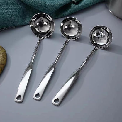 Soup Ladle 304 Stainless Steel Heavy Ladle with Pour Spout for Soups, Serving, Cooking, Stews and More 11.8 inch 1-Piece(Colour:Silver)
