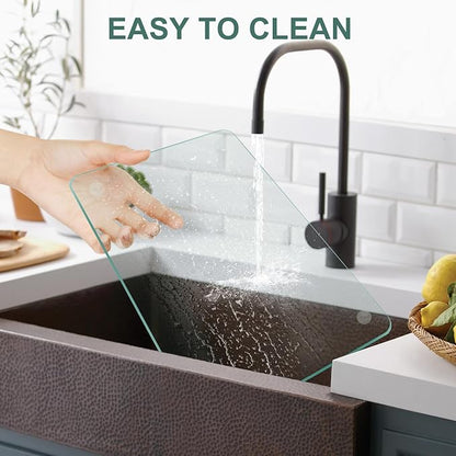 Tempered Glass Cutting Board, 16x20" Glass Cutting Board for Kitchen Counter,Large Size Clear Glass,with Non-Slip Feet, Scratch Resistant,Heat Resistant