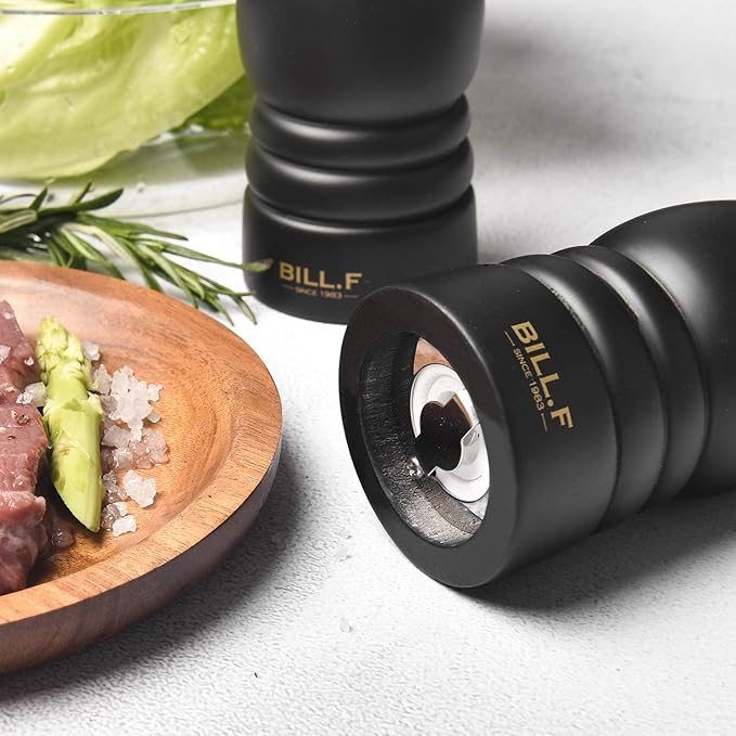 BILL.F Salt and Pepper Grinder Wooden Pepper Mill Grinder Salt Pepper Shakers Set of 2 with Adjustable Ceramic Rotor- 7 Inch - Image 4