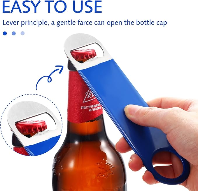 24 Pack Stainless Steel Flat Bottle Opener Bulk Heavy Duty Bartender Beer Openers Rubber Coated Beer Bottle Opener 7 Inch Beer Can Opener for Men Women Bar Kitchen Restaurant Party Supplies, 6 Colors - Image 4