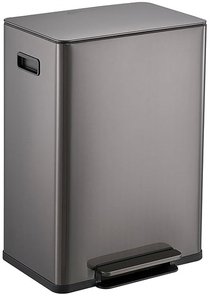 SIMPLI-Magic Infinity Edge 16 Gallon (60L) Kitchen Trash Can - Hands-Free Step Pedal, Soft-Close Lid, Stainless Steel Garbage Can with Removable Inner Bucket, Fingerprint-Resistant Finish by Simpli-Magic