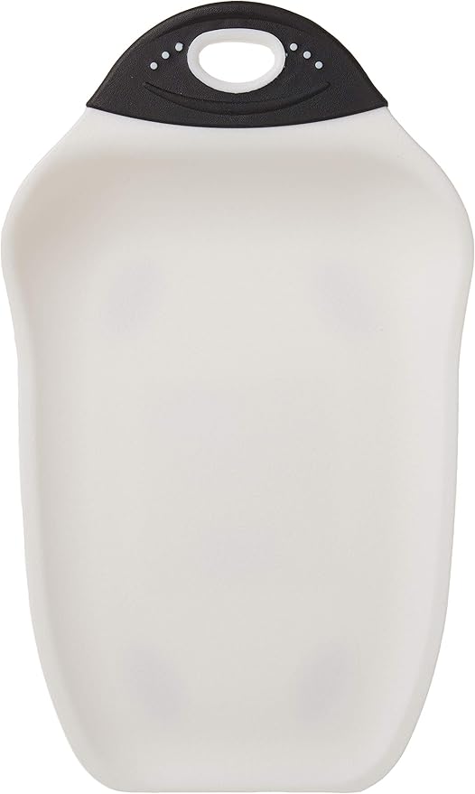 Dexas Chop & Scoop Cutting Board, Small 6.5 by 10.5 inches, White with Black Handle by Dexas