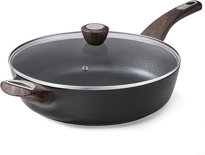 SENSARTE Nonstick Frying Pan Skillet with Lid, 13.3 Inch Large Deep Frying Pan, 6 Qt Non Stick Saute Pan with Cover, Induction Pan, Healthy Non Toxic Cooking Pan with Helper Handle, PFOA PFOS Free by SENSARTE