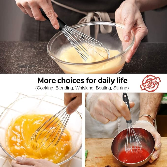 Stainless Steel Wire Whisk Set - 3 Packs Balloon Whisk, Thick Wire Wisk ＆ Strong Handles, Egg Frother for Cooking, Blending, Whisking, Beating and Stirring (7"+9"+11") - Image 8