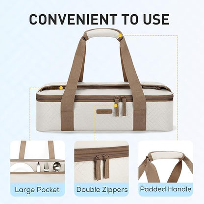 TOURIT Insulated Casserole Carrier for Hot or Cold Food Thermal Food Carrier for Picnic Cookouts Potluck Parties Fits 9" x 13" Baking Dish - Image 4