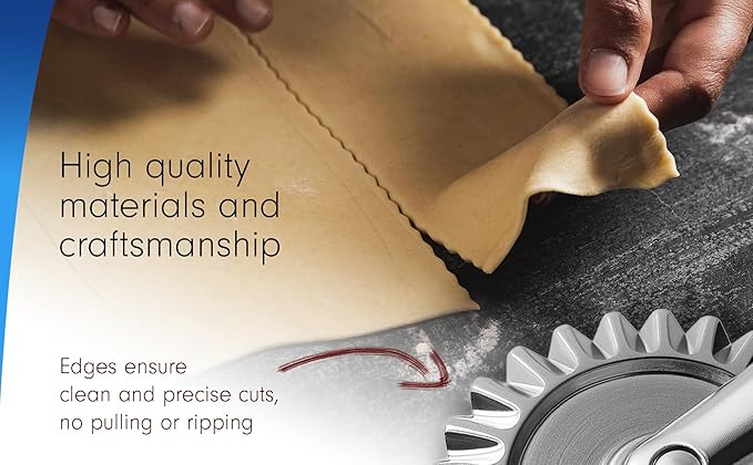 Tredoni 1.6" Pastry Wheel - Dough Stamp Cutter/Crimper, Pasta/Ravioli/Pie Maker, 4cm Stainless Steel Wheel Wooden Handle - Image 6